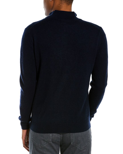 Shop Magaschoni Cashmere 1/4-zip Mock Neck Sweater In Blue