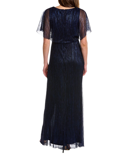 Shop Adrianna Papell Crinkled Mesh Maxi Dress In Blue