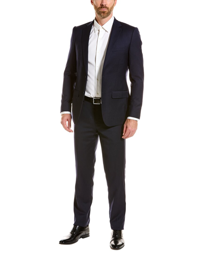 Shop Zanetti Porto Wool-blend Suit With Flat Front Pant In Blue