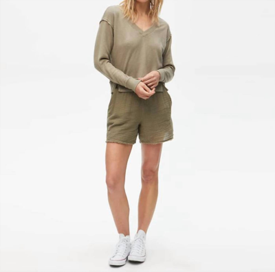 Shop Michael Stars Sia Gauze Short In Olive In Green