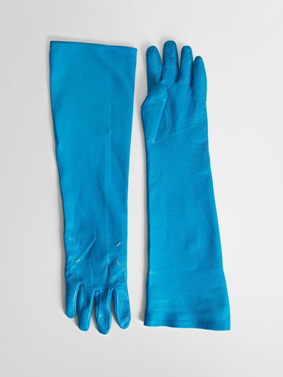 Shop Maison Margiela Long Gloves In Blue