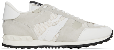 Shop Valentino White Rockrunner Sneakers In 10k Bianco-ghiaccio/