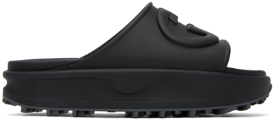 Shop Gucci Black Interlocking G Slide Sandals In 1000 Black