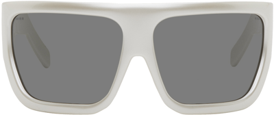 Shop Rick Owens Silver Davis Sunglasses In 0809 Pearl/black