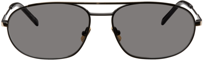 Shop Saint Laurent Black Sl 561 Sunglasses In Black-black-silver