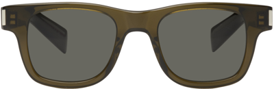 Shop Saint Laurent Green Sl 564 Sunglasses In Green-green-grey