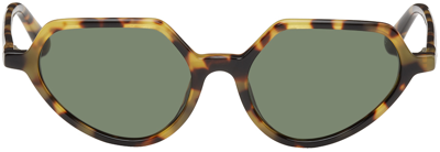 Shop Dries Van Noten Tortoiseshell Linda Farrow Edition 178 C5 Sunglasses In T-shell/ Silver/ Pet