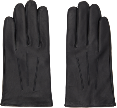 Shop Hugo Black Lambskin Gloves In 001 Black