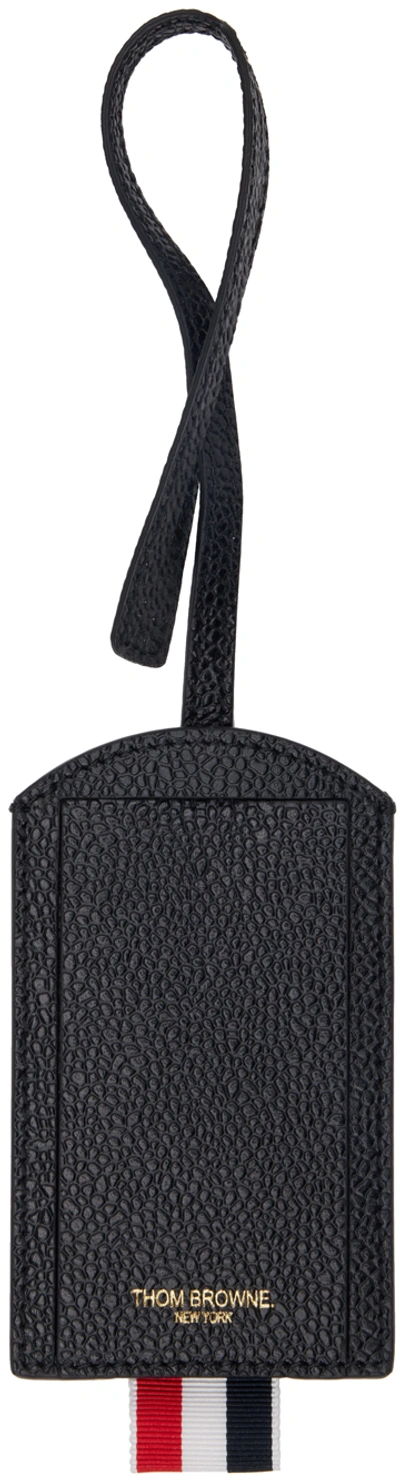 Shop Thom Browne Black Leather Luggage Tag In 001 Black