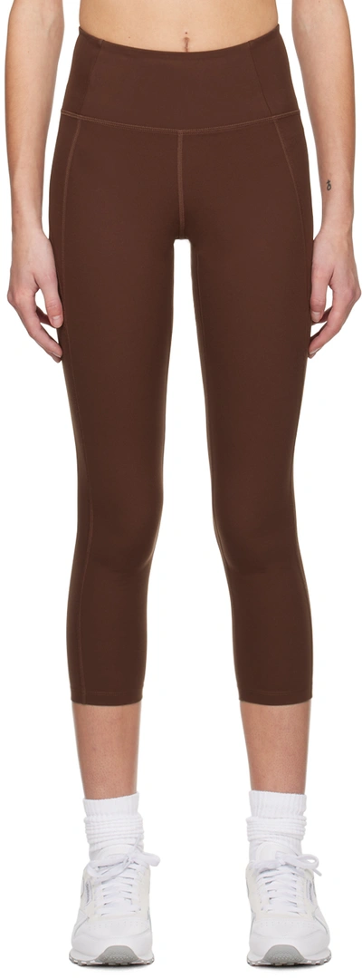 Shop Girlfriend Collective Brown Compressive High-rise Leggings In Earth