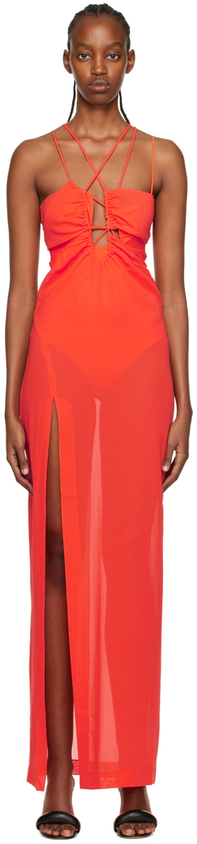 Nensi Dojaka Ssense Exclusive Orange Semi-sheer Cover Up In 489 Spicy Orange