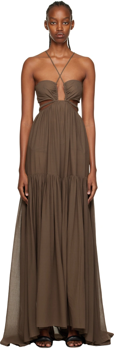 Nensi Dojaka Ssense Exclusive Brown Semi-sheer Cover Up In 492 Desert Palm