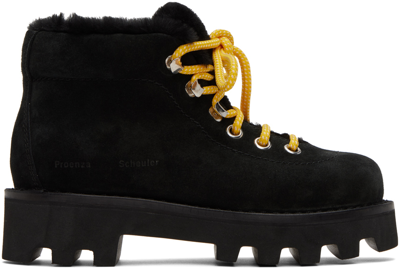 Shop Proenza Schouler Black Suede Hiking Boots In 16170-001-black