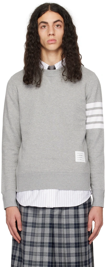 Shop Thom Browne Gray 4-bar Sweatshirt In 068 Light Grey