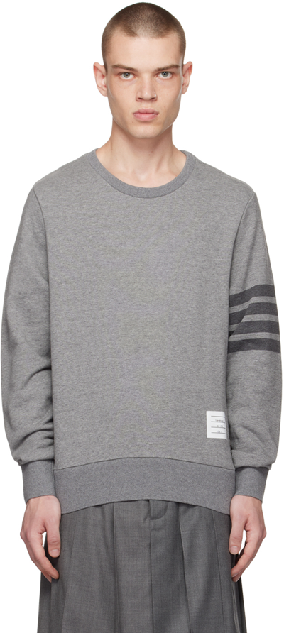 Shop Thom Browne Gray 4-bar Sweatshirt In 035 Med Grey
