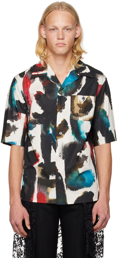 Shop Alexander Mcqueen White Watercolor Shirt In 8500 Mix Color
