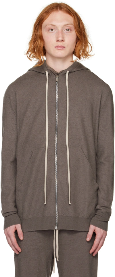 Rick Owens Drawstring Zip-up Hoodie In 34 Dust
