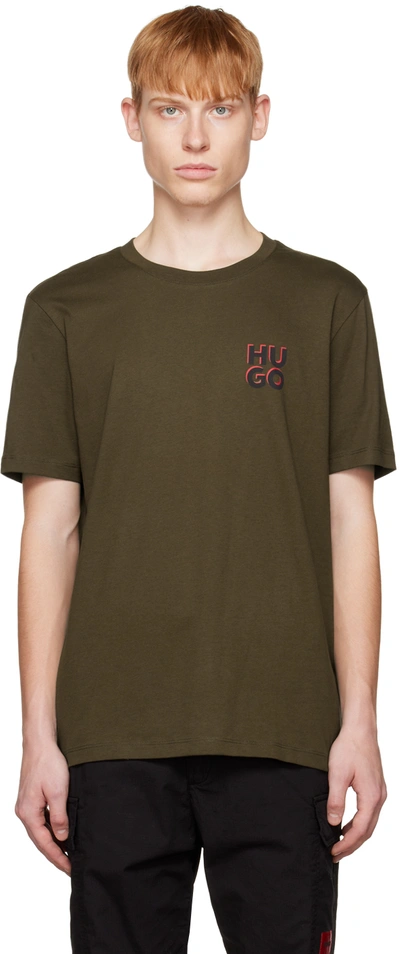 Shop Hugo Green Dimento T-shirt In 303 Dark Green