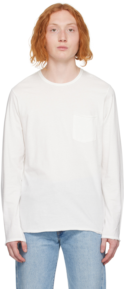 Shop Rag & Bone White Miles Long Sleeve T-shirt In Pfd