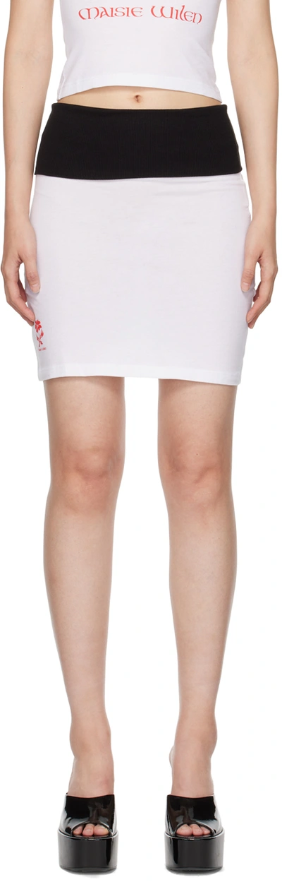 Maisie Wilen White Pop Miniskirt In Sugblk Sugar Black