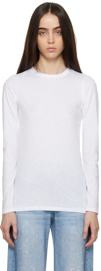 Shop Rag & Bone White 'the Slub' Long Sleeve T-shirt In Brightwht