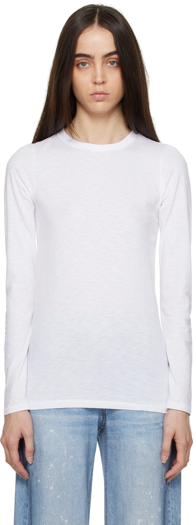 Rag & Bone White 'the Slub' Long Sleeve T-shirt In Gray