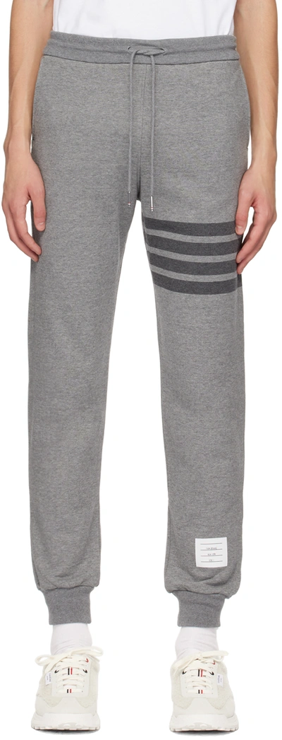 Shop Thom Browne Gray 4-bar Lounge Pants In 035 Med Grey