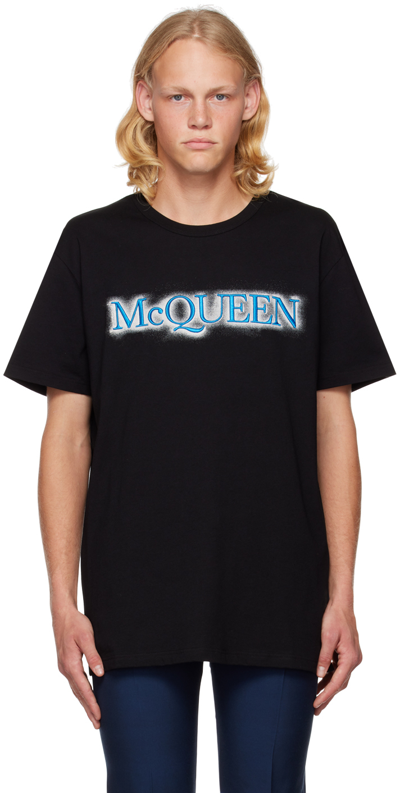 Shop Alexander Mcqueen Black Spray T-shirt In 0901 Black/mix