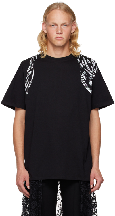 Shop Alexander Mcqueen Black Harness Skull T-shirt In 0901 Black/white