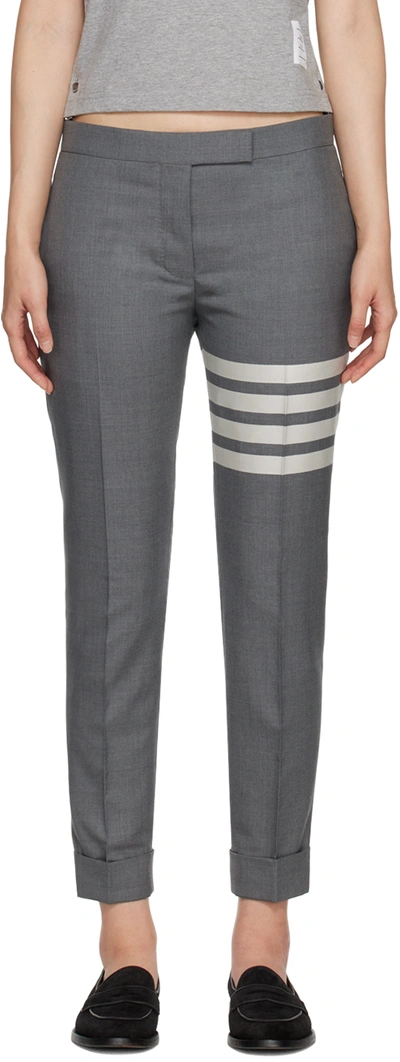 Shop Thom Browne Gray 4-bar Trousers In 035 Med Grey
