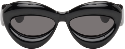 Shop Loewe Black Inflated Cat-eye Sunglasses In 01a Shiny Black / S