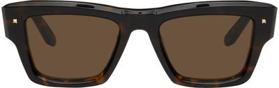 Shop Valentino Tortoiseshell Xxii Sunglasses In Brown Tortoise/dark