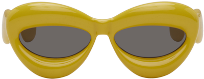 Shop Loewe Yellow Inflated Cat-eye Sunglasses In 5539a