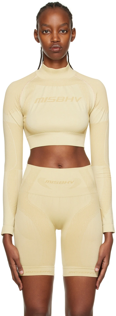 Shop Misbhv Beige Cropped Long Sleeve Sport Top In Moth