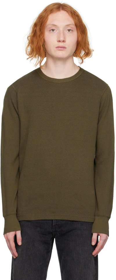 Shop Rag & Bone Khaki Collin Long Sleeve T-shirt In Olive Nig1