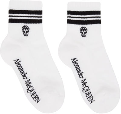 Shop Alexander Mcqueen White Skull Sport Socks In 9060 White/black
