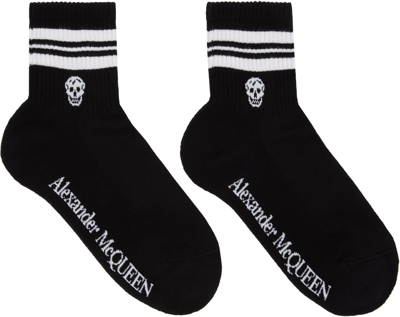 Shop Alexander Mcqueen Black Skull Sport Socks In 1077 Black/white