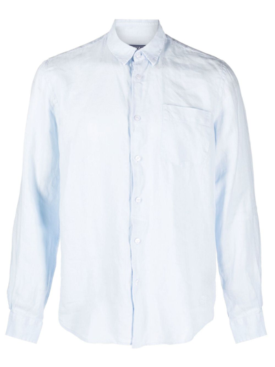 Shop Vilebrequin Blue Caroubis Linen Shirt