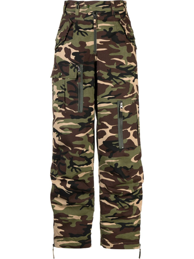 Shop Andersson Bell Green Camouflage Print Cargo Trousers In Brown