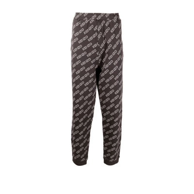 Shop Kenzo Grey Logo Print Track Pants - Men's - Cotton In Black