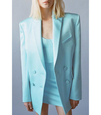 Shop Alex Perry Wells Double Breast Blazer In Lt Blue