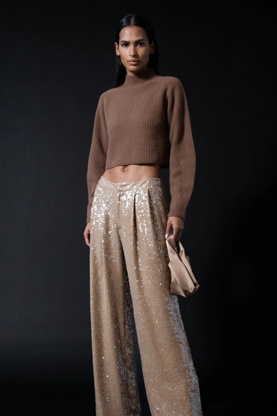 Lapointe Cashmere Silk Cropped Raglan Sweater In Camel