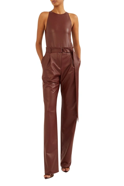 Shop Lapointe Faux Leather Belted Pant In Mahogany