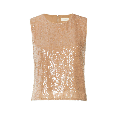 Shop Lapointe Sequin Cropped Tank In Camel