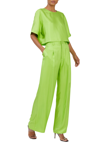 Shop Lapointe Silky Twill Cropped Tee In Neon Green