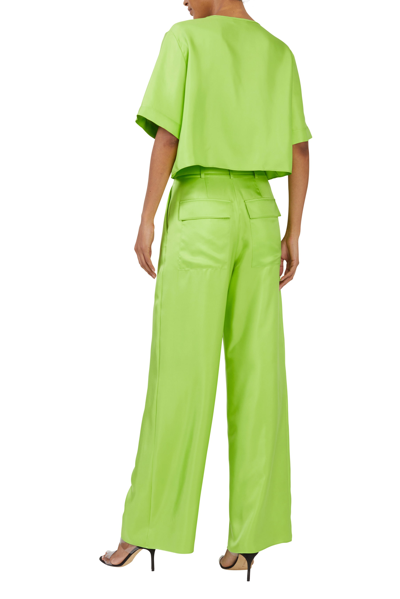 Shop Lapointe Silky Twill Cropped Tee In Neon Green