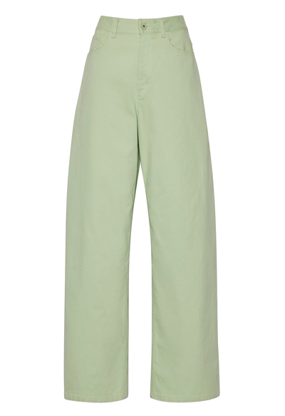 Shop Lapointe Stretch Cotton Twill Slouchy Pant In Aloe