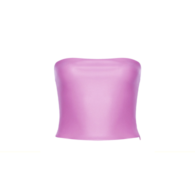 Shop Lapointe Stretch Faux Leather Tube Top In Orchid