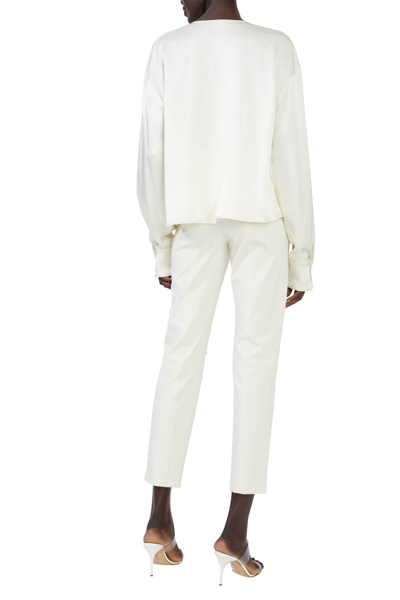 Lapointe Stretch Scuba Fitted Pintuck Pant In Cream