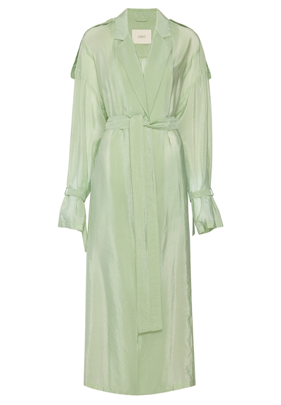Shop Lapointe Textured Sheer Cupro Relaxed Trench In Aloe